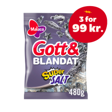 Bedst før: 14.03.2027 Malaco Godt & Blandet Supersalt 480 g